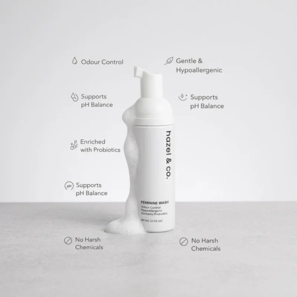 Hazel & Co. Feminine Wash | pH-Balanced Foaming Intimate Wash with Probiotics | 60ml