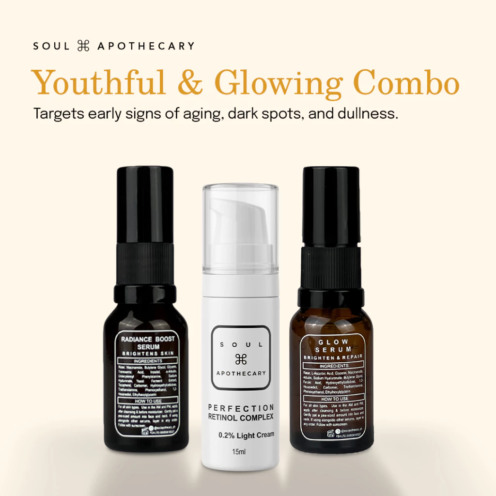 SOUL APOTHECARY | Youthful & Glowing Combo Set (YG1 & YG2) | Radiance Boost + Glow Serum + Retinol Cream
