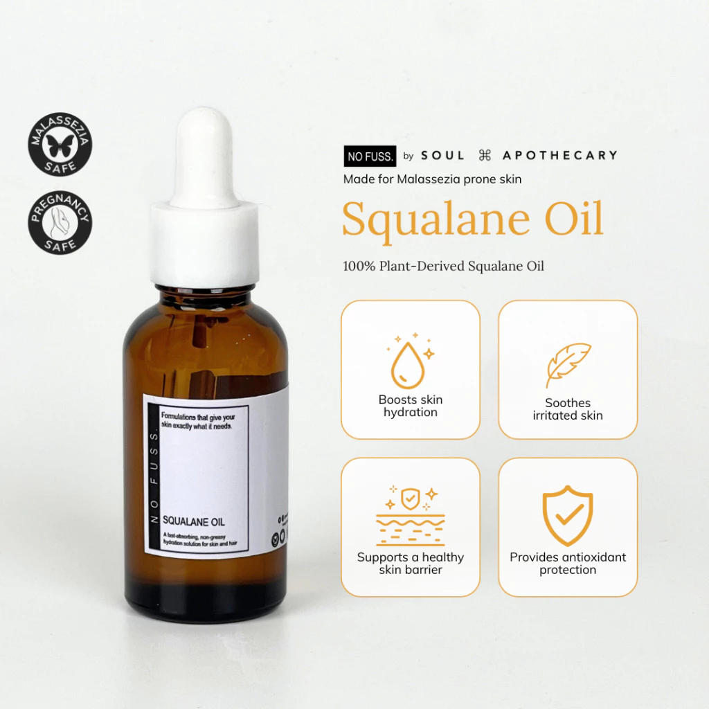 No Fuss 100% Plant-Derived Squalane Oil | Lightweight Facial Oil (15ml / 30ml)
